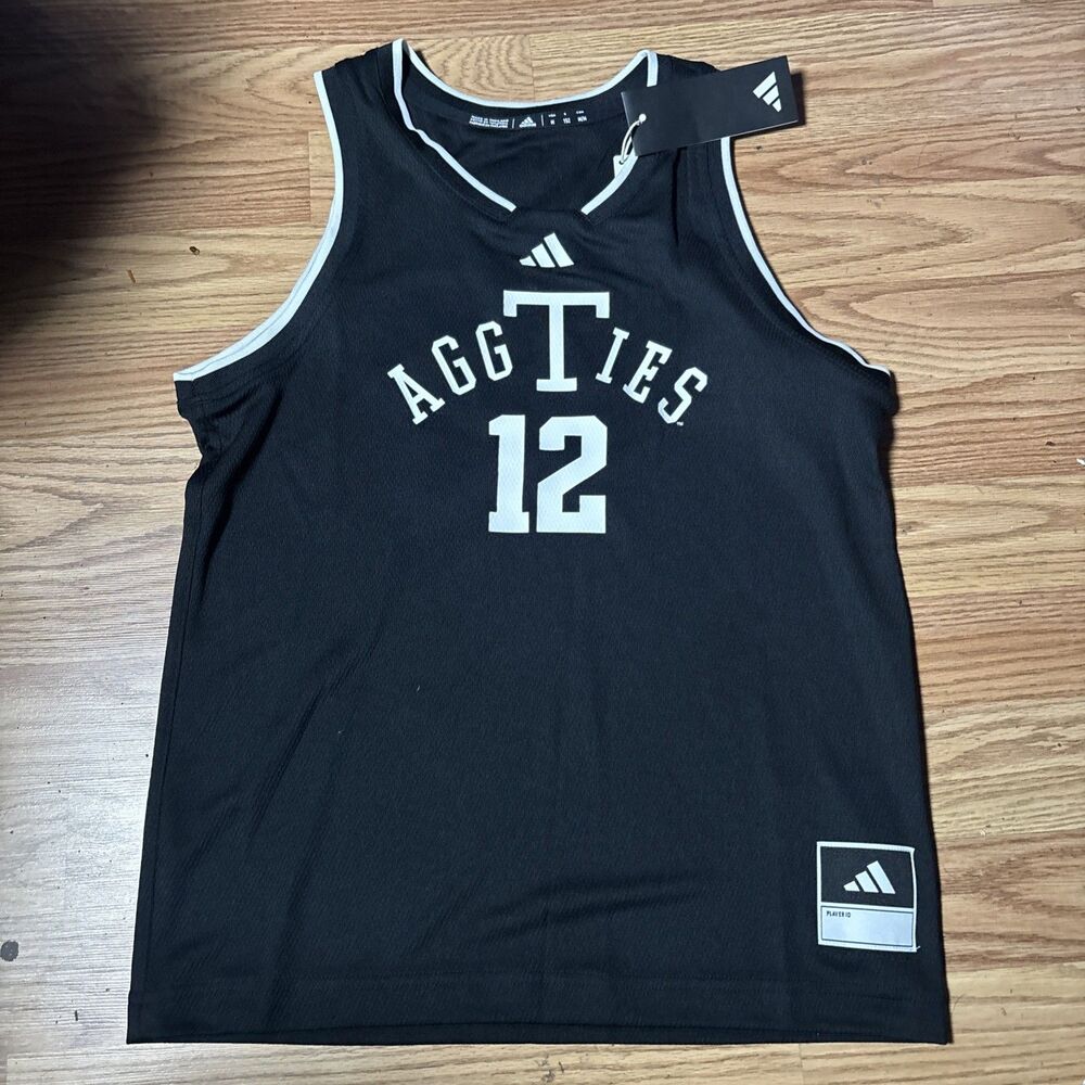 Adidas Texas A&M Aggies Basketball Jersey Youth Medium Black White Alternate New